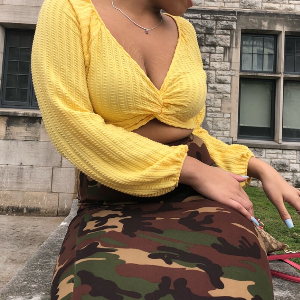 Yellow Long Sleeved Crop Top